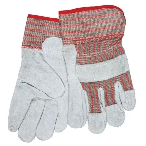 1201S MCR Safety Cowhide Leather Palm Gloves, Small, Leather, Red/Gray Stripe