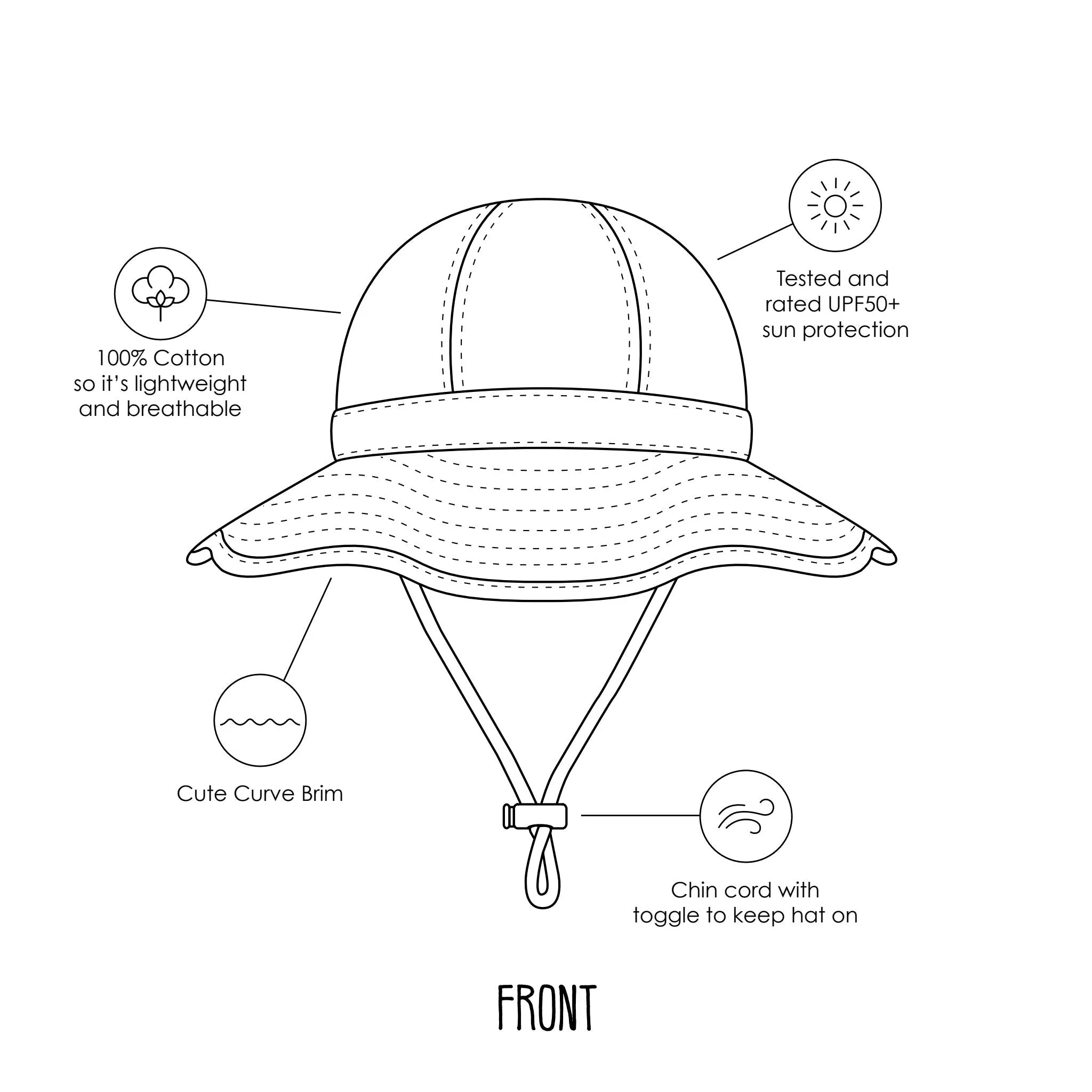 Falling Rainbows Wide Brim Infant Sunhat