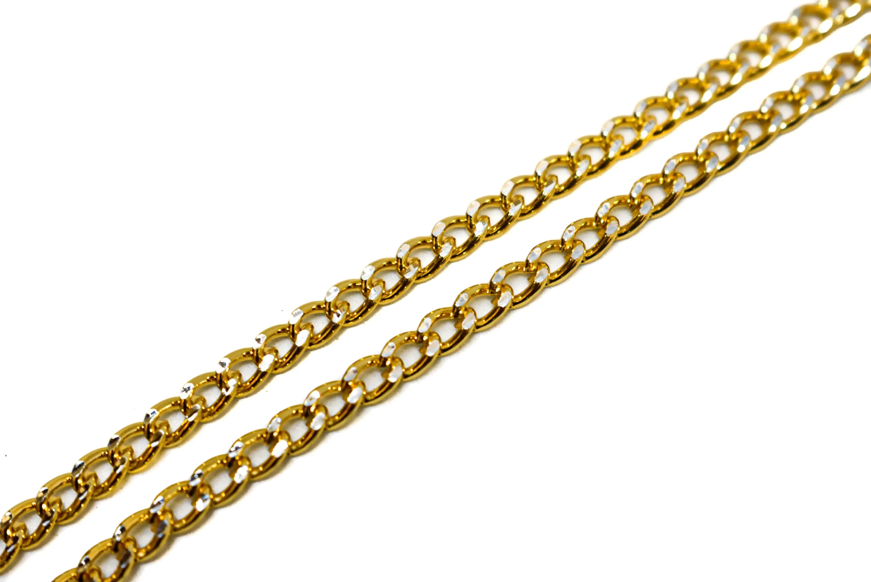 Gold Diamond Cut Aluminum Chain 0.1" (2.5 mm) - 1 Yard