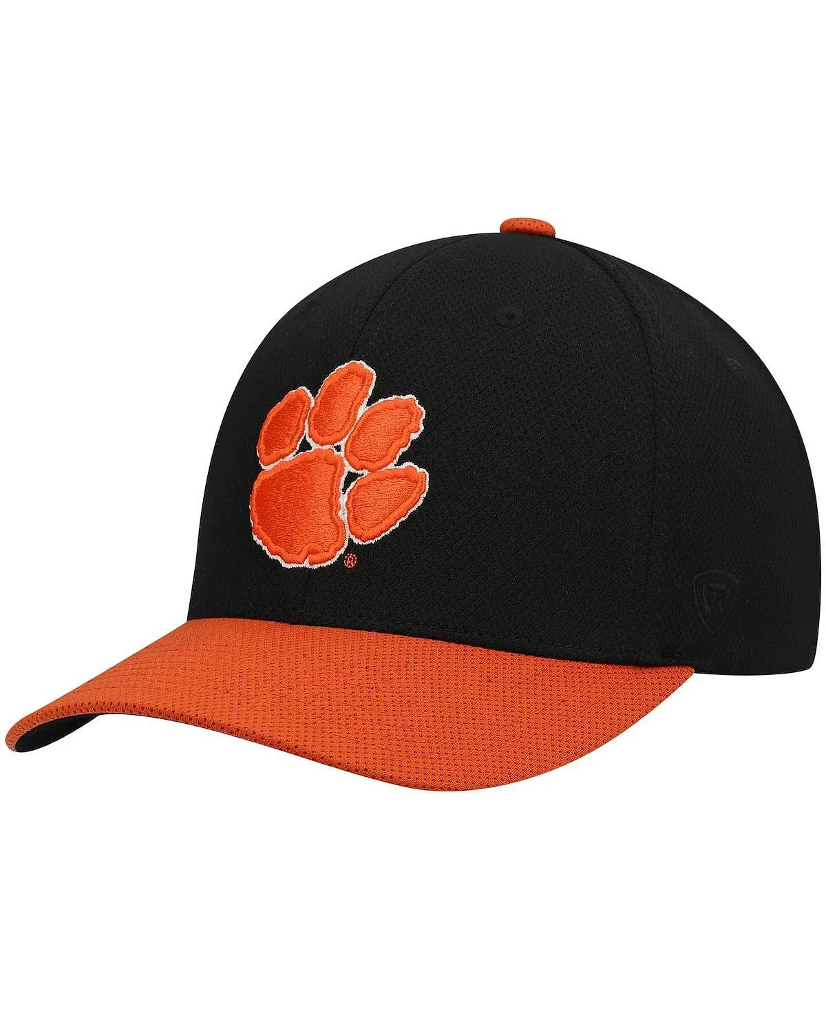 Men's Clemson Tigers Reflex Hybrid Tech Flex Top of the World Black and Orange Two-Tone Cap