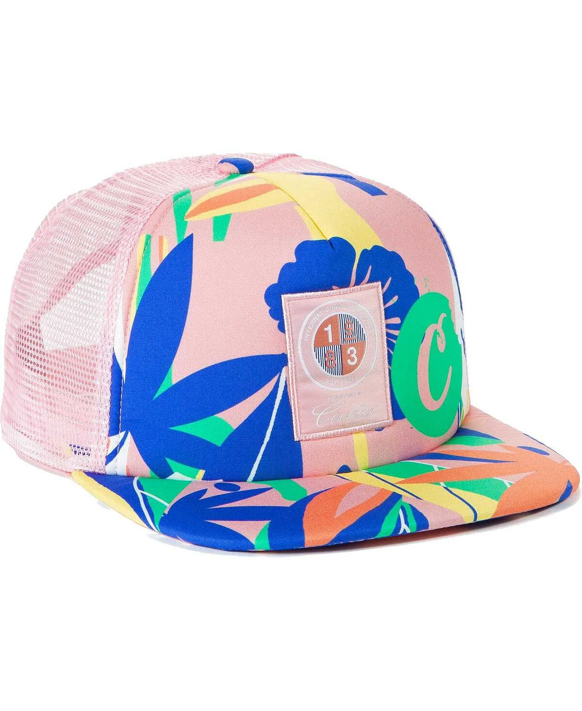 Men's Pink Trucker Snapback Hat All Over Corsica Cookies Print