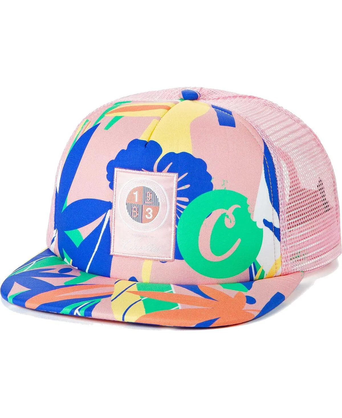 Men's Pink Trucker Snapback Hat All Over Corsica Cookies Print
