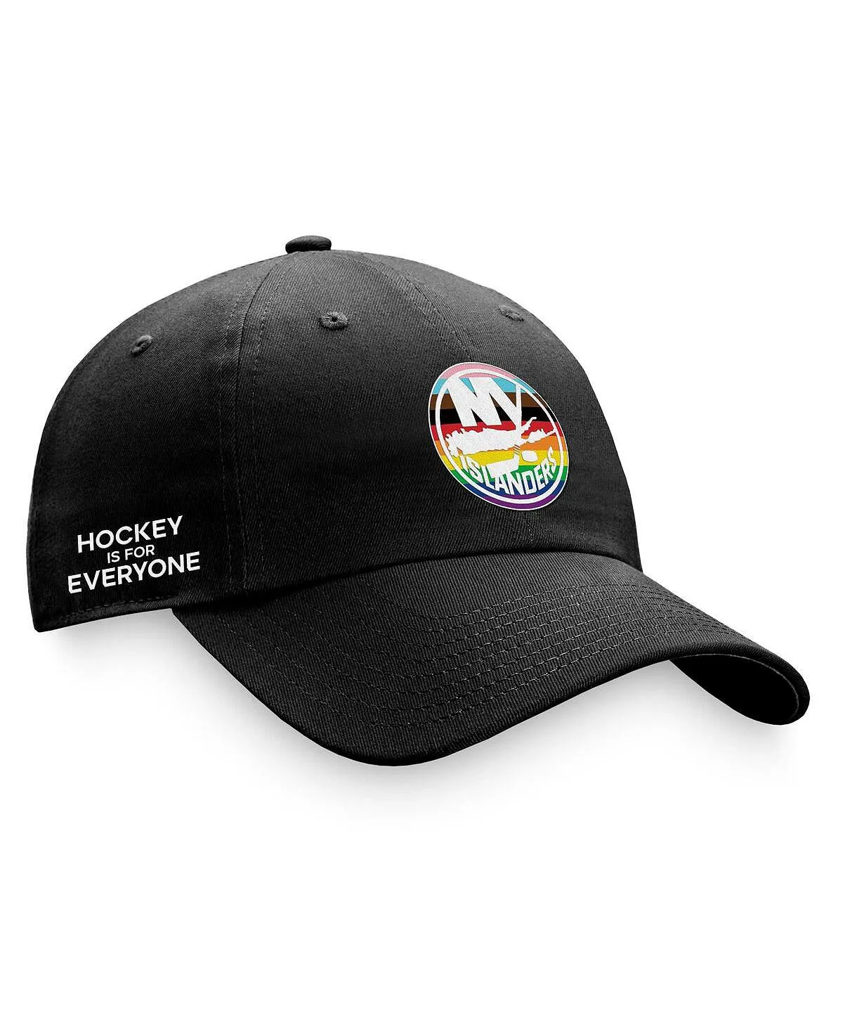 New York Islanders Pride Fanatics Men's Black Adjustable Logo Cap