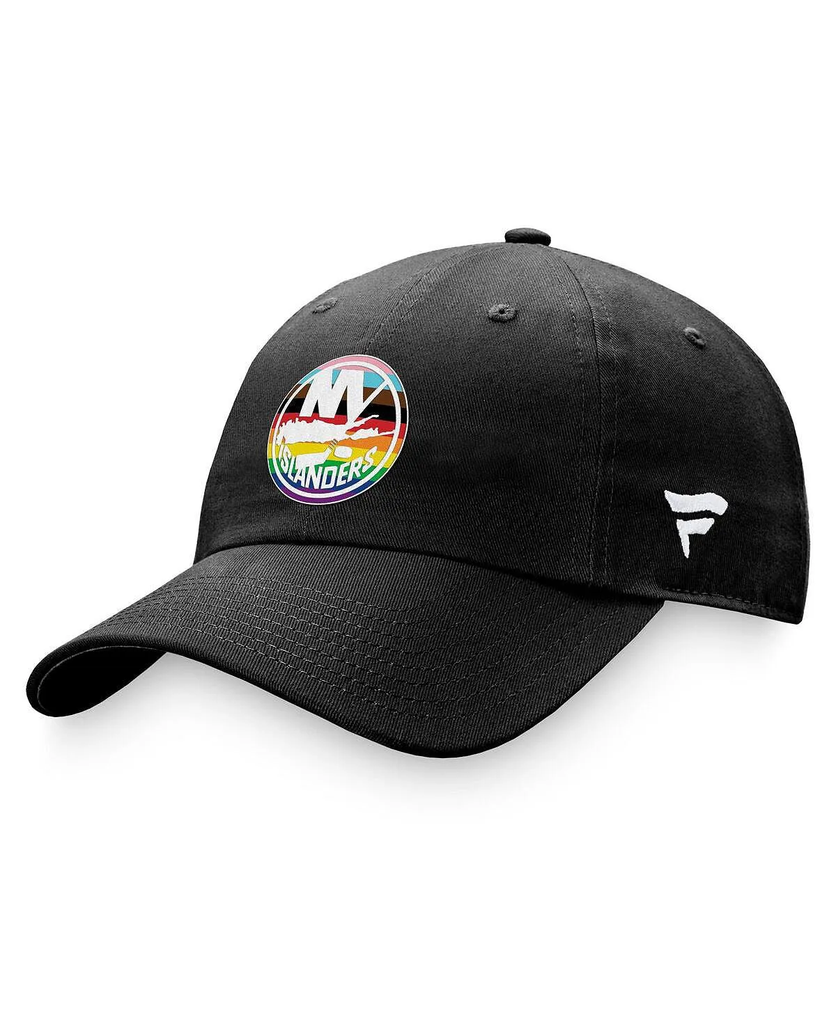 New York Islanders Pride Fanatics Men's Black Adjustable Logo Cap