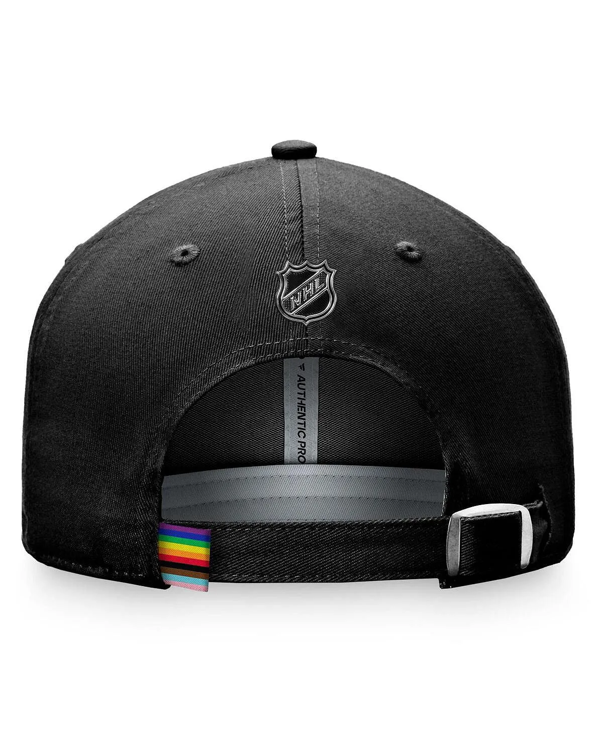 New York Islanders Pride Fanatics Men's Black Adjustable Logo Cap