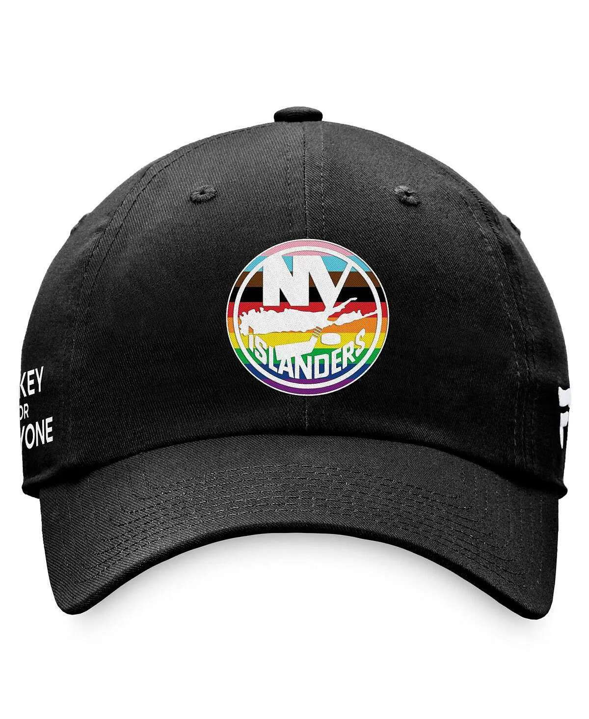 New York Islanders Pride Fanatics Men's Black Adjustable Logo Cap