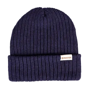 Rustek Double Rib 100% Merino Wool Beanie | Navy